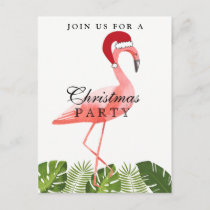 Funny Christmas Party flamingo postcard