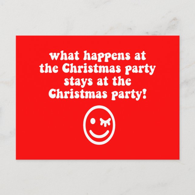 Funny Christmas party Holiday Postcard (Front)