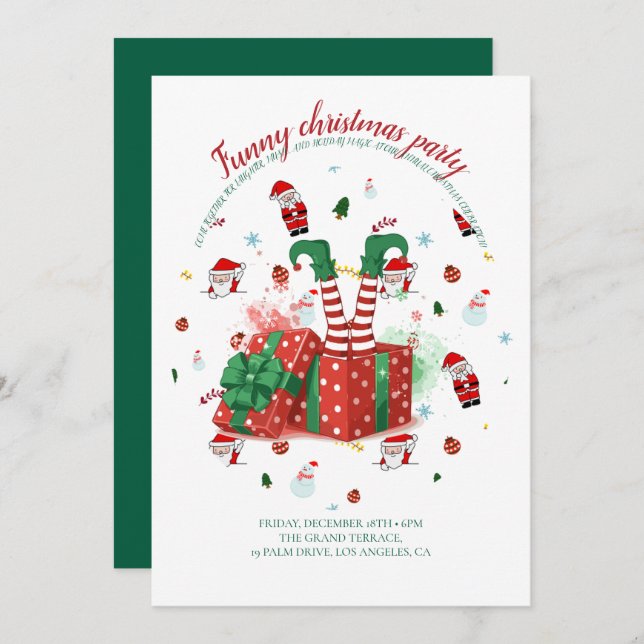 Funny Christmas Party Invitation (Front/Back)