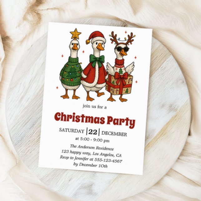Funny Christmas Party Invitation | Festive Ducks   (Creator Uploaded)