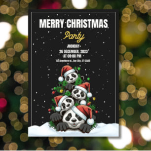 Funny Christmas Party Invitation ,Panda Christmas 