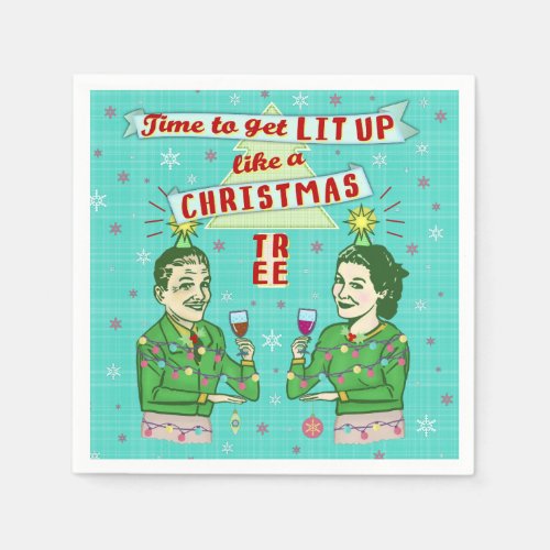 Funny Christmas Party Retro Adult Drinking Holiday Napkins