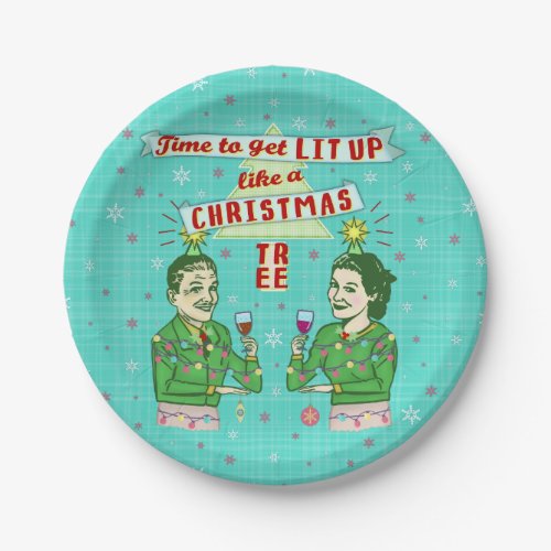 Funny Christmas Party Retro Adult Drinking Holiday Paper Plates