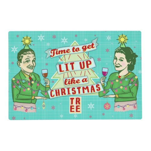 Funny Christmas Party Retro Adult Drinking Holiday Placemat