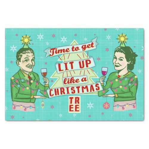 Funny Christmas Party Retro Adult Drinking Holiday Tissue Paper