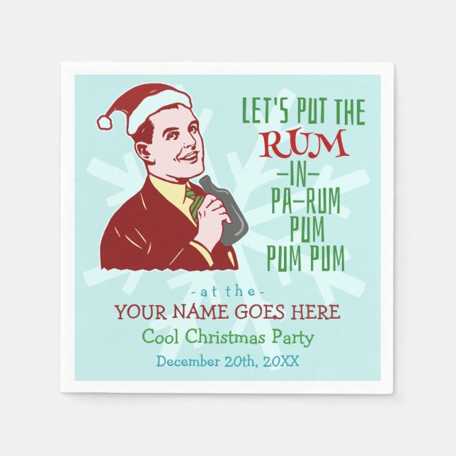 Funny Christmas Party Retro Adult Holiday Custom Napkins (Front)