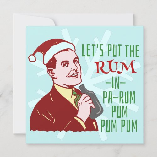 Funny Christmas Party Retro Rum Adult Holiday Invitation