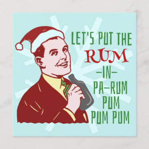 Funny Christmas Party Retro Rum Adult Holiday Invitation