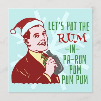 Funny Christmas Party Retro Rum Adult Holiday Invitation by FunnyTShirtsAndMore at Zazzle