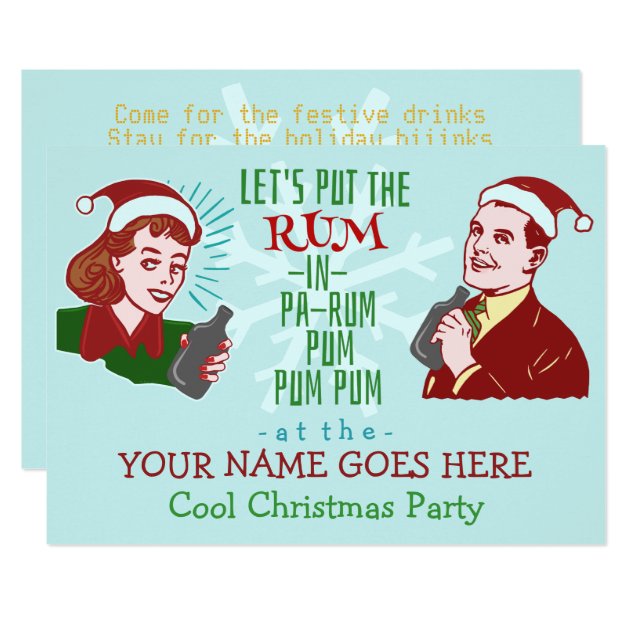Funny Christmas Party Retro Rum Adult Holiday V2 Invitation