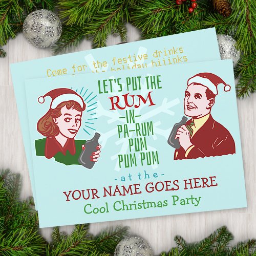 Funny Christmas Party Retro Rum Adult Holiday v2 Invitation