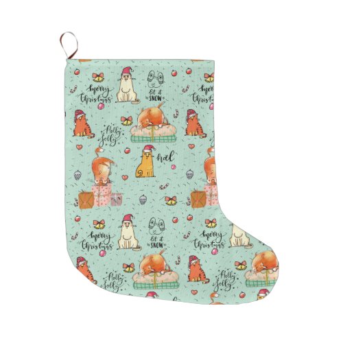 Funny Christmas Pattern Large Christmas Stocking