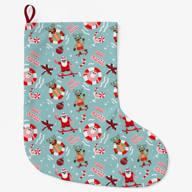Funny Christmas Pattern Large Christmas Stocking (Front)