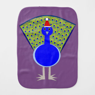 Funny Christmas Peacock Baby Burp Cloth