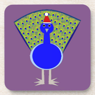 Funny Christmas Peacock Beverage Coaster