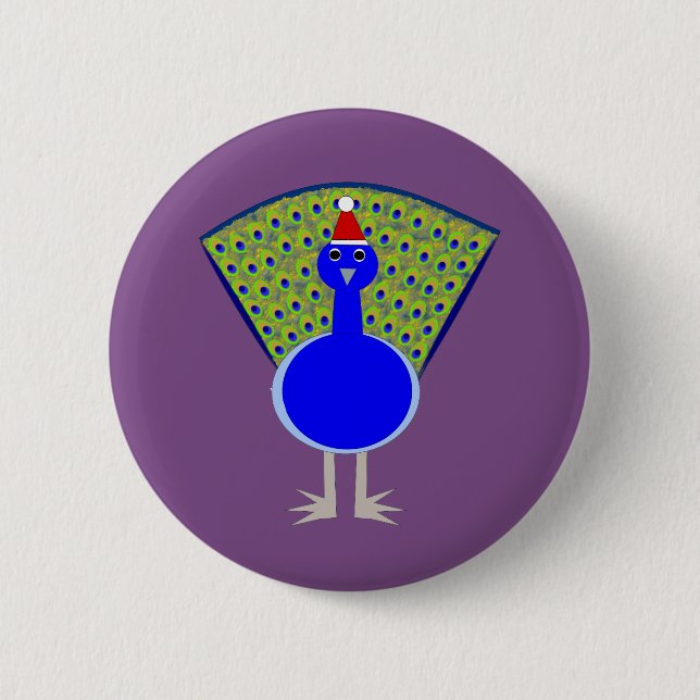 Funny Christmas Peacock Button (Front)