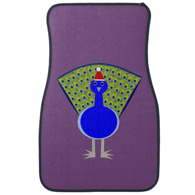 Funny Christmas Peacock Car Floor Mat (Front)