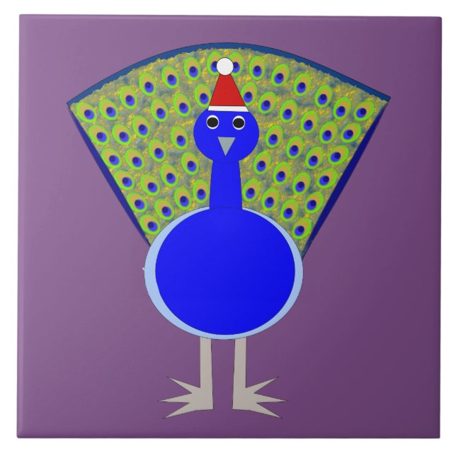 Funny Christmas Peacock Ceramic Tile (Front)