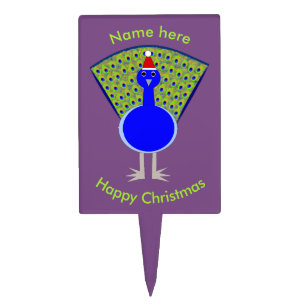 Funny Christmas Peacock Custom Cake Topper