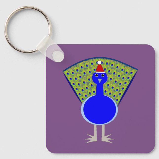 Funny Christmas Peacock Custom Keychain (Front)
