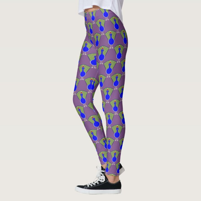 Funny Christmas Peacock Leggings (Left)