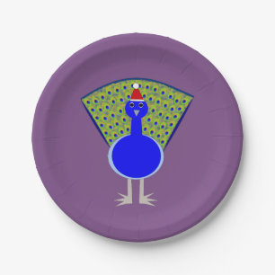Funny Christmas Peacock Paper Plates