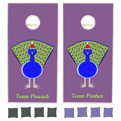 Funny Christmas Peacock Personalized Cornhole Set