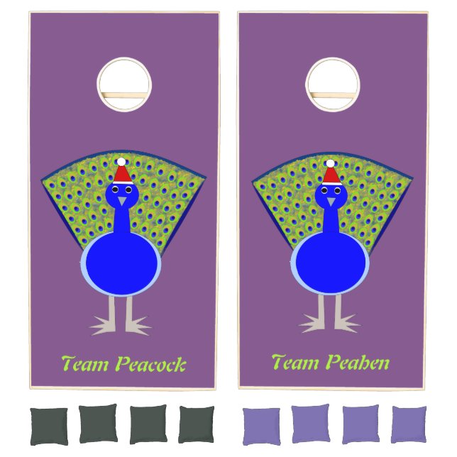 Funny Christmas Peacock Personalized Cornhole Set (Set)