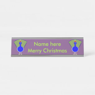 Funny Christmas Peacock Personalized Desk Name Plate