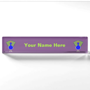 Funny Christmas Peacock Personalized Desk Name Plate