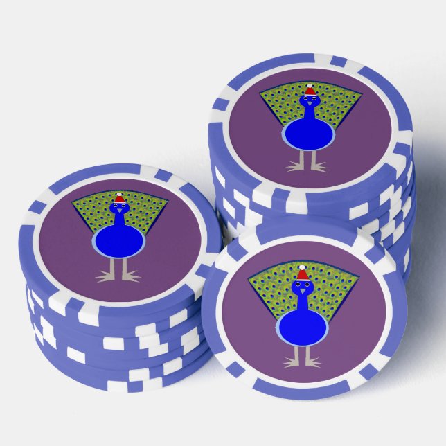 Funny Christmas Peacock Poker Chips (Stack)