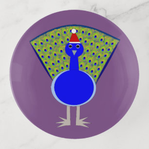 Funny Christmas Peacock Trinket Tray