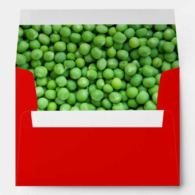 Funny Christmas "Peas on Earth" Punny Cute 5x7 Red Envelope (Back (Bottom))