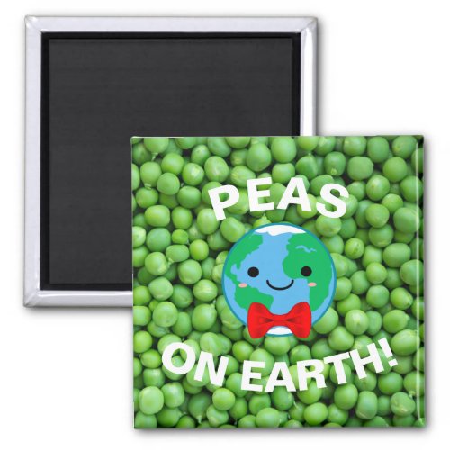 Funny Christmas Peas on Earth Punny Cute Magnet