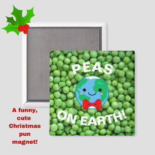Funny Christmas "Peas on Earth" Punny Cute Magnet