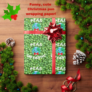 Funny Christmas "Peas on Earth" Punny Cute Wrapping Paper