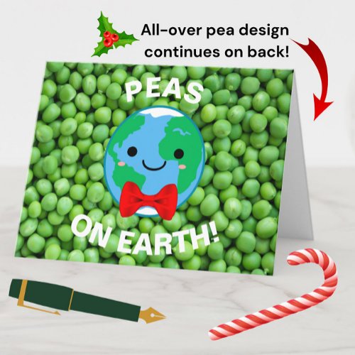 Funny Christmas Peas on Earth Punny Modern Cute Holiday Card