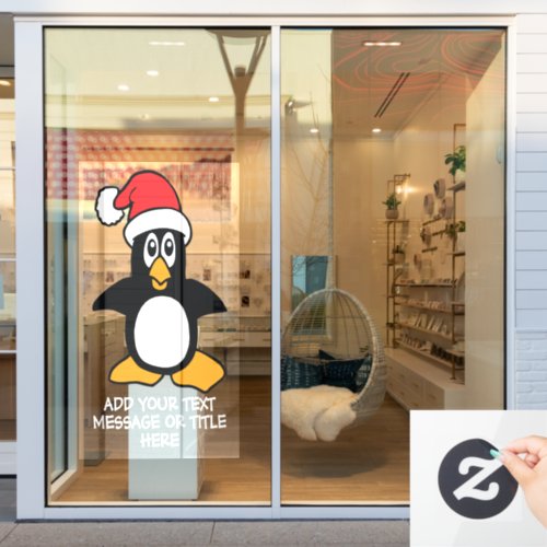 Funny Christmas Penguin Custom Words Window Cling