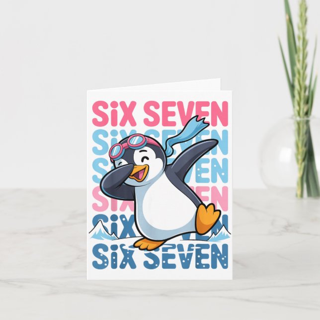 Funny Christmas Penguin Dabbing Xmas Dab Six Seven Card (Front)