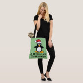 Funny Christmas Penguin Is it too late to be good Tote Bag (On Model)