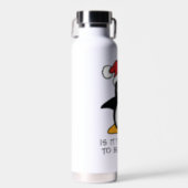 Funny Christmas Penguin Is it too late to be good Water Bottle (Front)