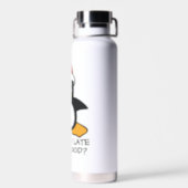 Funny Christmas Penguin Is it too late to be good Water Bottle (Back)