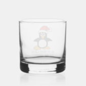 Funny Christmas Penguin Is it too late to be good Whiskey Glass (Back)