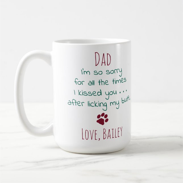 Funny Christmas Personalized Pet Photo Dog Dad Coffee Mug (Left)