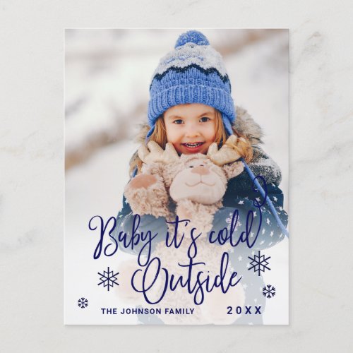 Funny Christmas PHOTO Baby Its Cold Outside Holiday Postcard