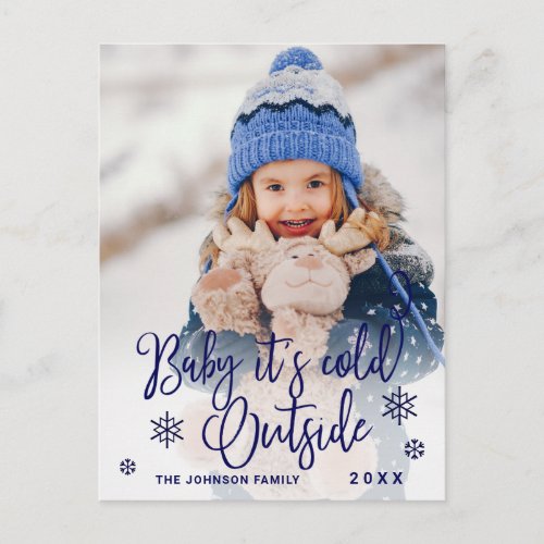 Funny Christmas PHOTO Baby Its Cold Outside Postcard
