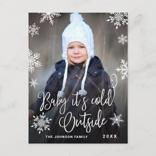Funny Christmas PHOTO Baby Its Cold Outside Postcard
