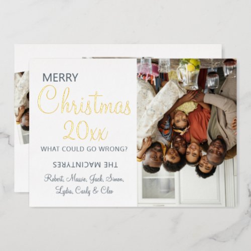 Funny Christmas Photo Collage 2023 Foil Holiday Card