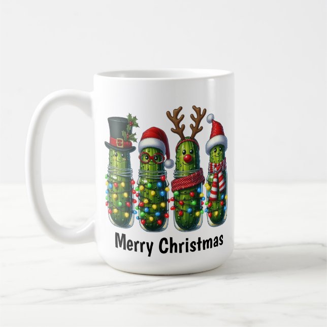 Funny Christmas Pickle Coffee Mug (Left)