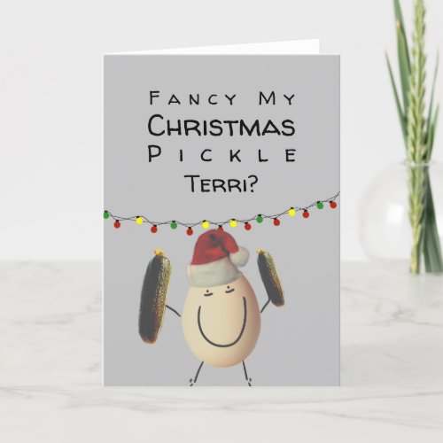 Funny Christmas Pickle Customisable Holiday Card